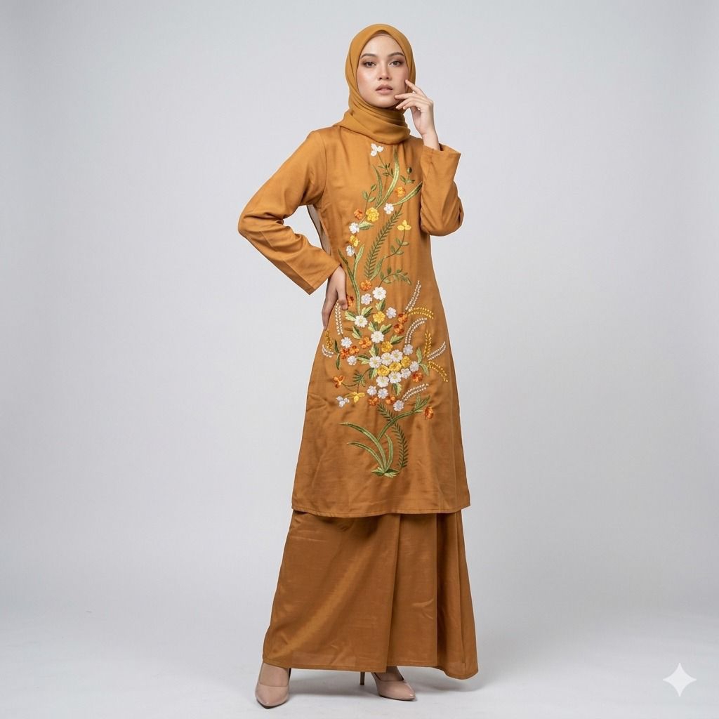 Hana Bahan Baju Kurung KPLS 021 Motif Roses Daun bySC