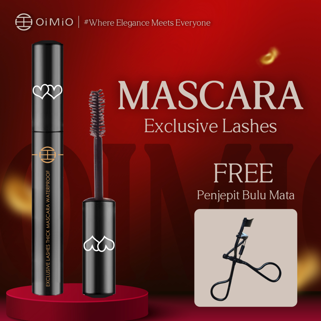 OiMiO Mascara (FREE PENJEPIT BULU MATA) Bulu Mata Tebal & Lentik - Tahan Lama Tidak Menggumpal Maska