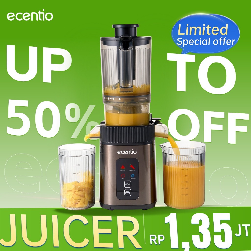 ecentio slow juicer 112mm caliber dan Smart Touch multifungsi blender 550ml+600ml garansi satu tahun