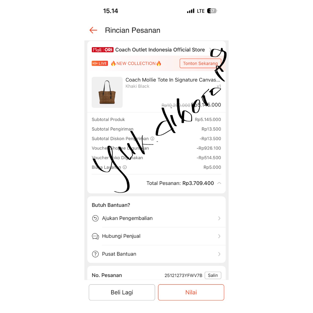 Preloved Coach Mollie Tote In Signature Canvas Khaki Black