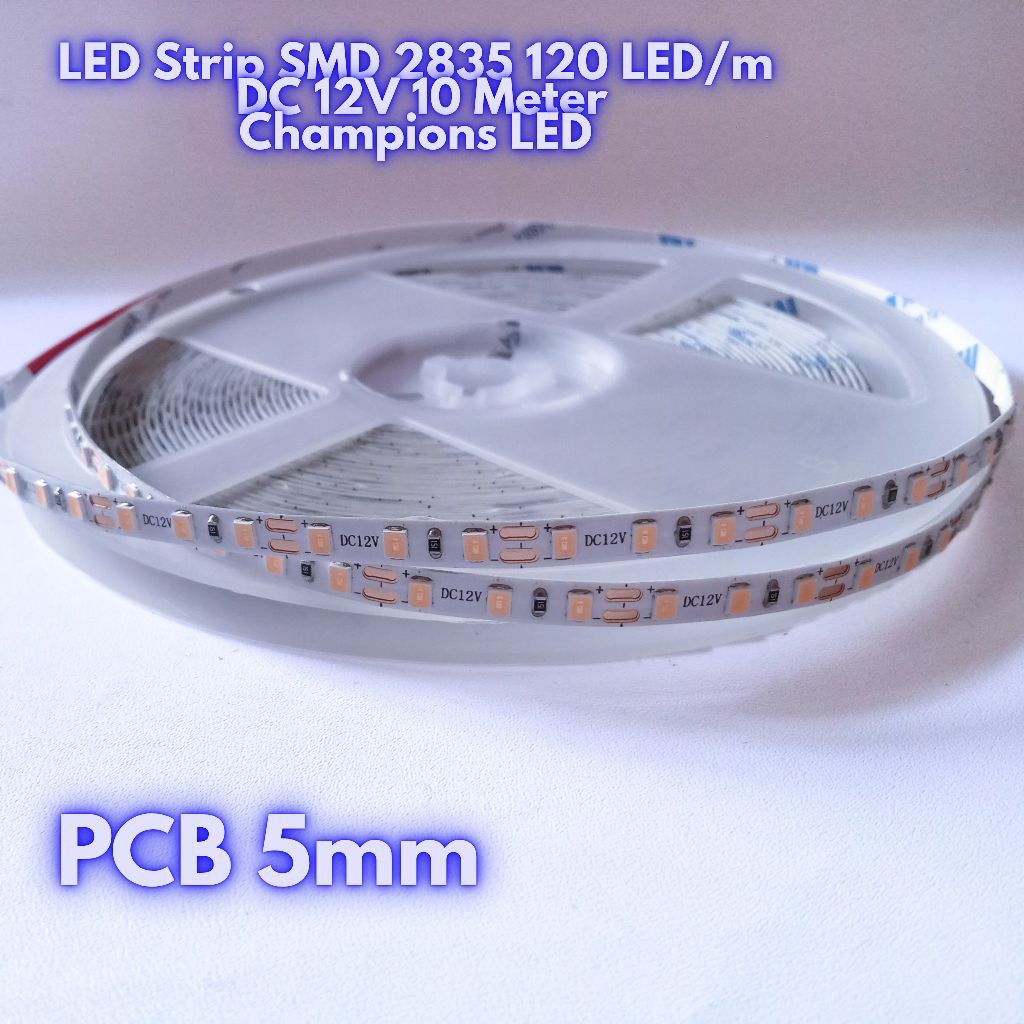 Lampu LED Strip SMD 2835 120 LED/m PCB 5mm DC 12V 10 Meter