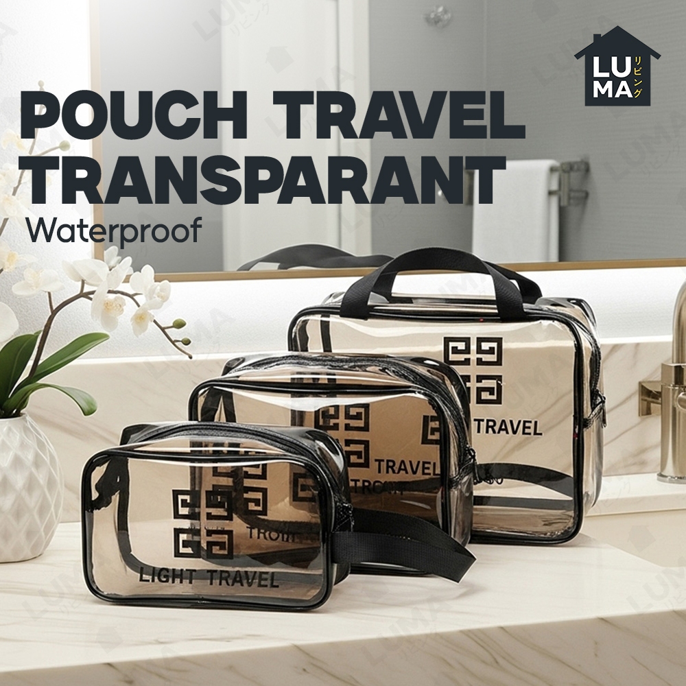 Tas Travel Kosmetik Pouch Plastik Transparan Tempat Penyimpanan Make Up Alat Mandi Waterproof