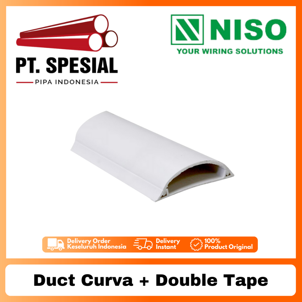 Kabel Duct Niso + Double Tape Niso Ducting Lantai Oval Niso 1M - 10