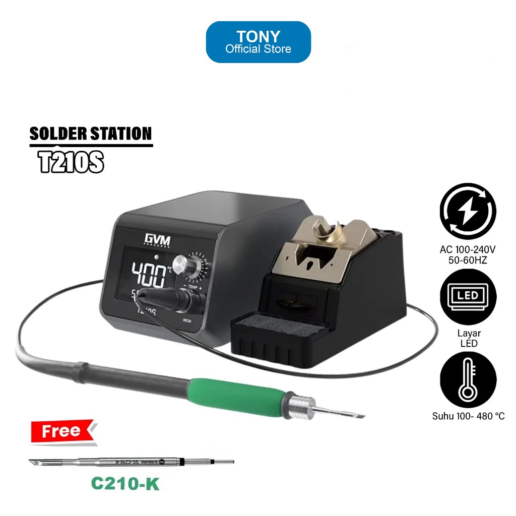 GVM T210S SOLDER STATION ORIGINAL - SOLDER LAYA LED LCD - SOLDER CEPAT PANAS TEKNISI PONSEL HANDPHON