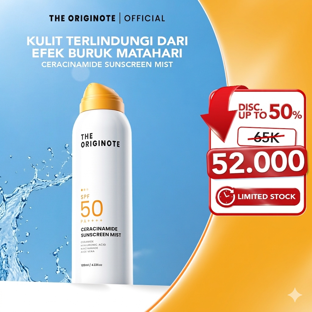 [SPECIAL PRICE] The Originote Ceracinamide Sunscreen Mist SPF 50 PA++++ - UV - Melembabkan Wajah No 