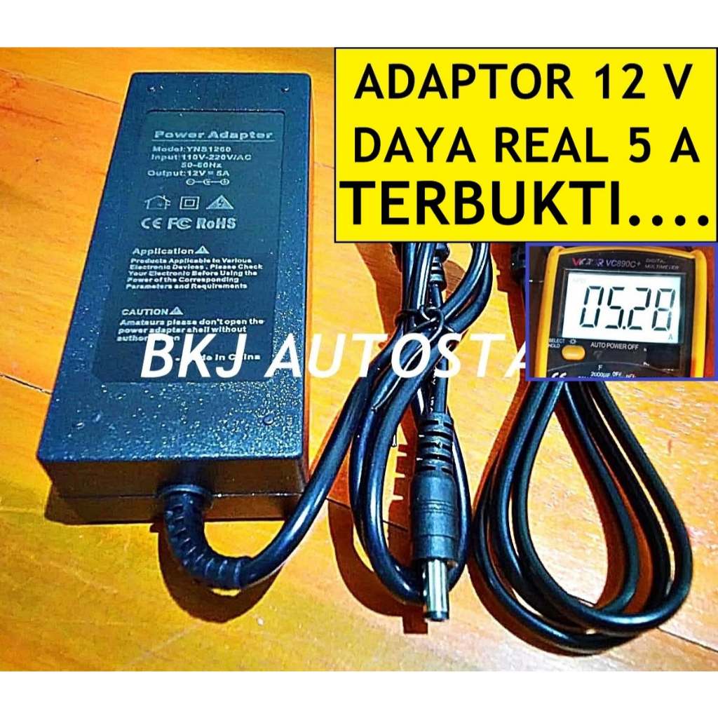 adaptor 12 volt 5 amper real murni terbukti YNS 1260