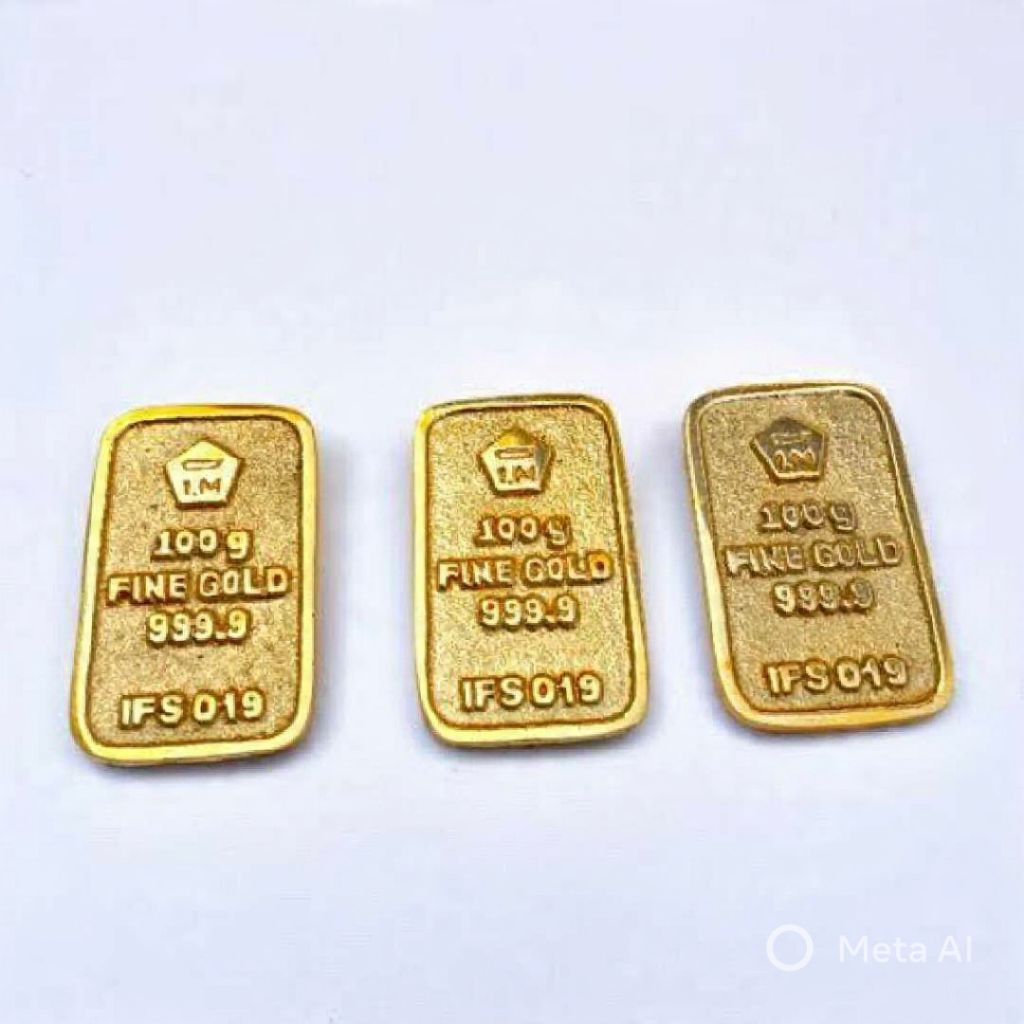 miniatur emas batangan 100 gram bahan kuningan diecast fine gold 999.9replika emas 1 pcs