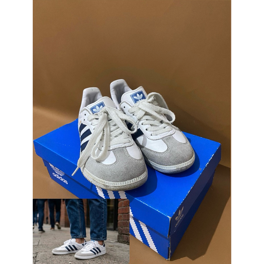 Preloved Sepatu Samba OG-White Navy  (Mirror 1:1) Ukuran 38