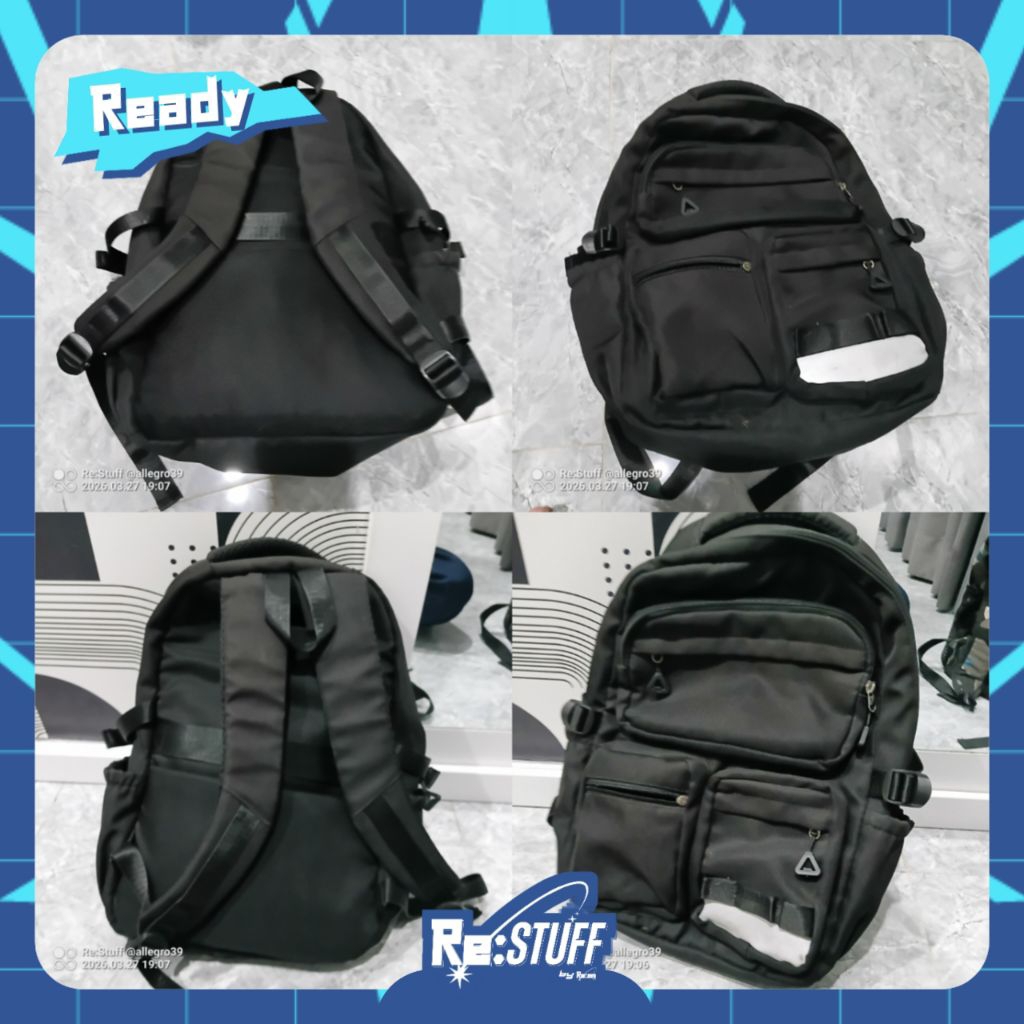 [BEKAS] Tas Ransel Backpack Pria - Hitam Polos Banyak Minus