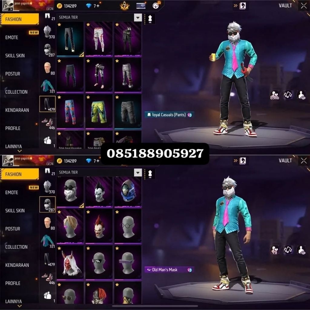 AKUN FF SULTAN-LEVEL TINGGI, SKIN LENGKAP READY AKUN FF MURAH-BAGUS FULL SKIN