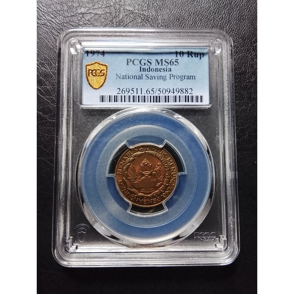 uang koin kuno PCGS ms65 10 tebanas kuning tahun 1974