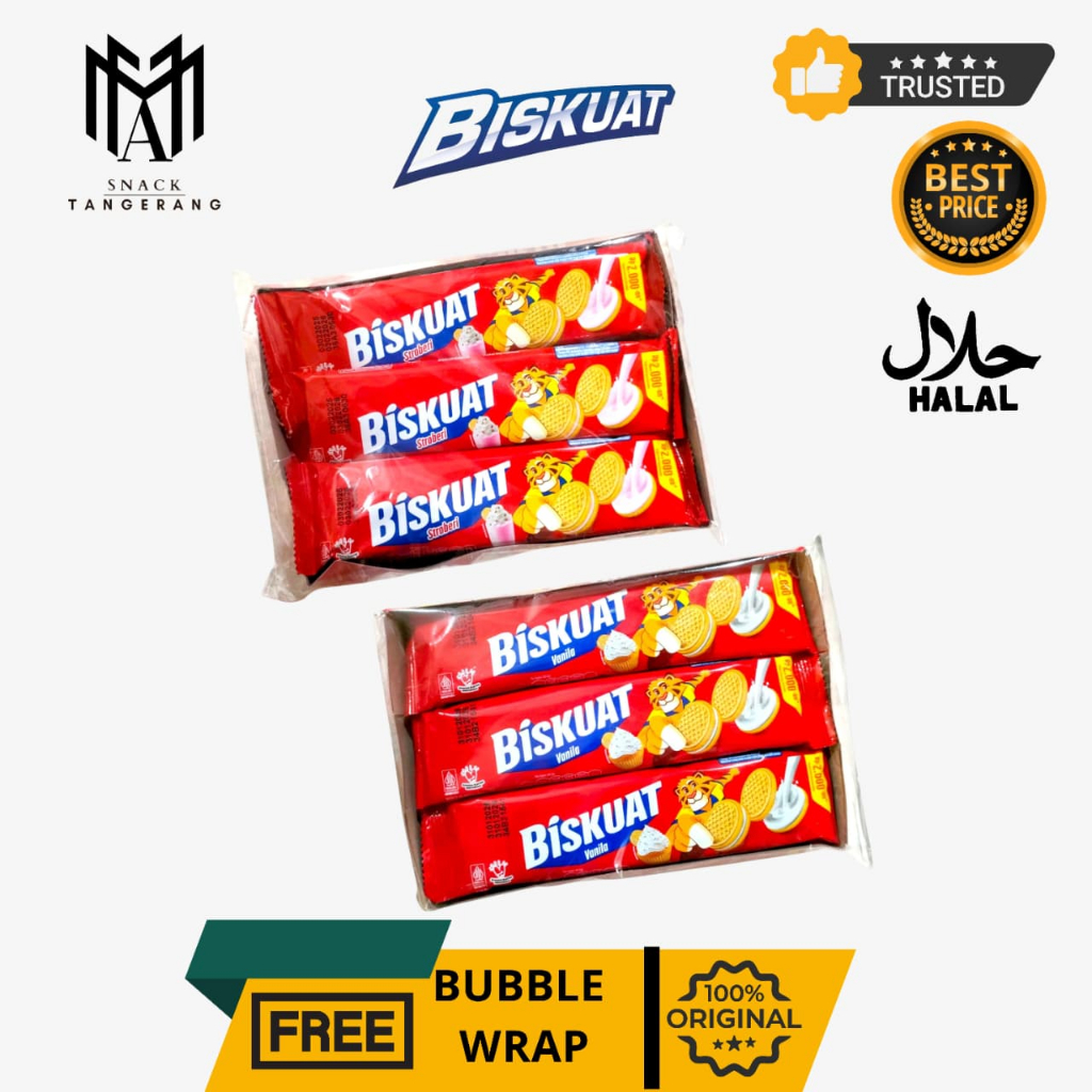 Biskuat Biskuit Golden Strawberry Vanilla 1 Pack isi 12 Pcs @35 Gr