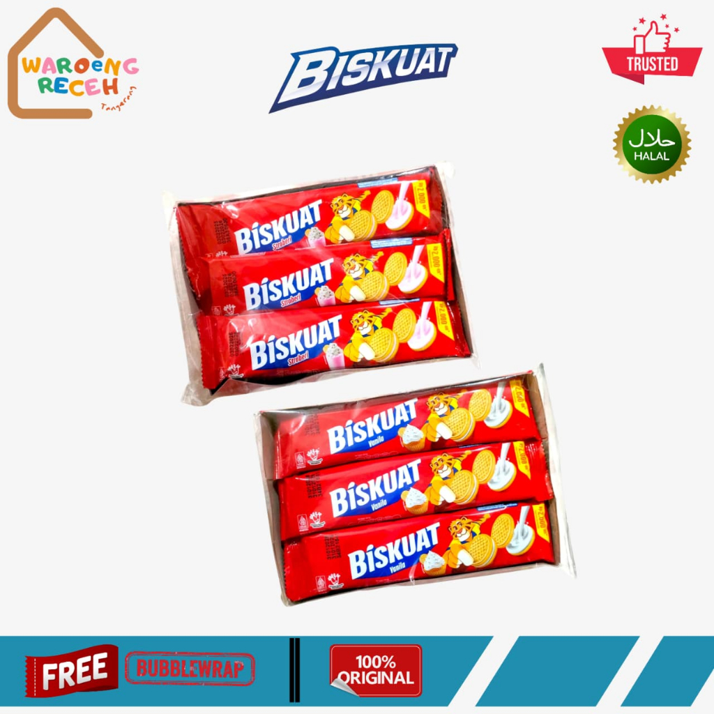 Biskuat Biskuit Golden Strawberry Vanilla 1 Pack isi 12 Pcs @35 Gr