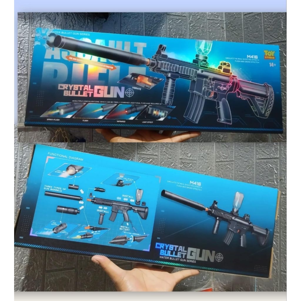 mainan anak tembak water gel crystal bullet gun m416 ukuran besar