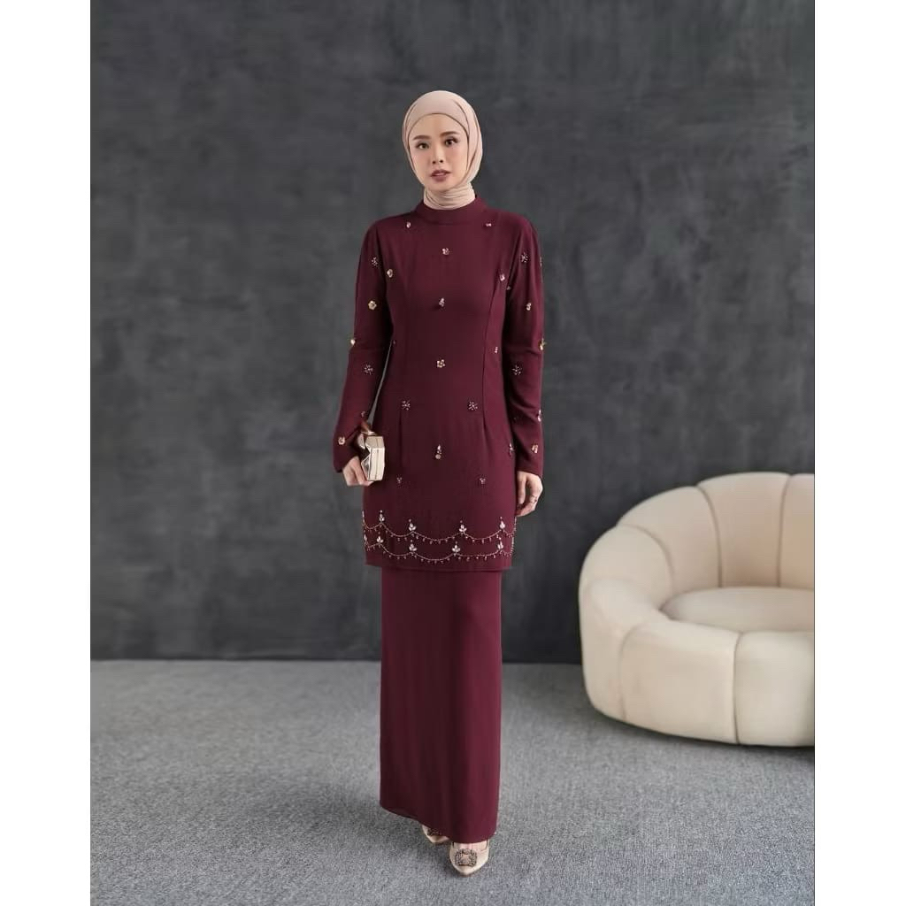 Gamis melayu ceruty babydoll mix payet | Gamis terbaru