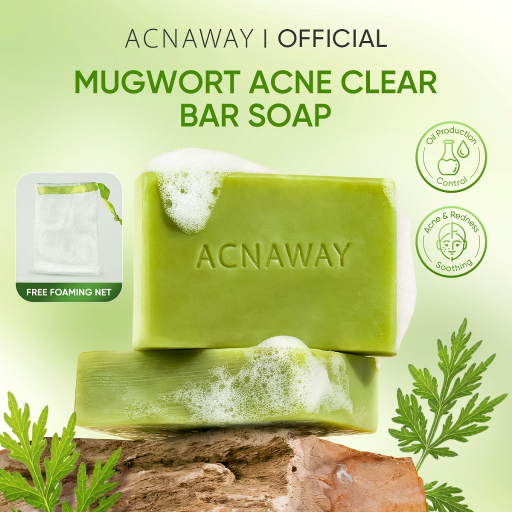ACNAWAY Mugwort Acne Clear Bar Soap - Sabun Organik Natural Acne Soap untuk Jerawat Badan Tanpa Para