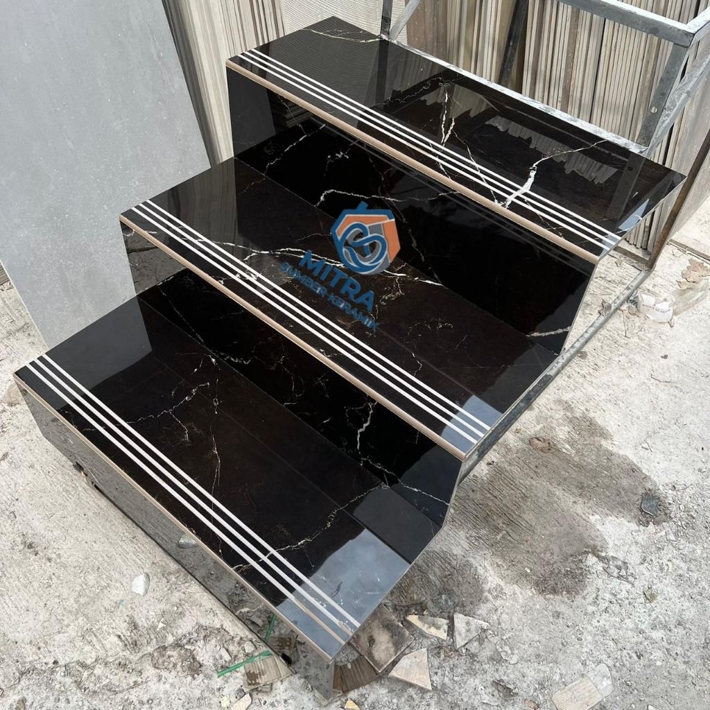 Granite anak tangga 30x80 20x80 Busto black stepnossing | Glossy