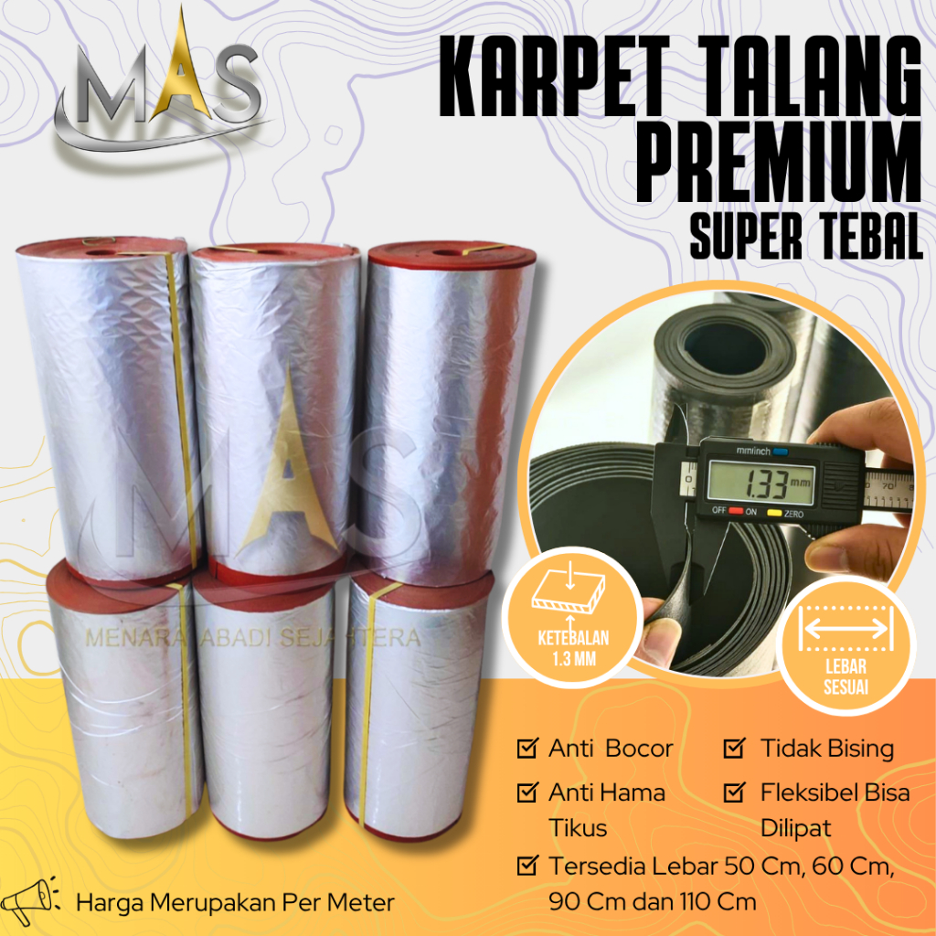 Karpet Talang Air Karet Premium Super Tebal 1.3mm Lebar 50cm - 110cm Panjang Per Meter