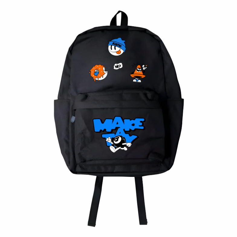 Tas Ransel Sekolah pria wanita Hitam keren bahan cordura-ilustic