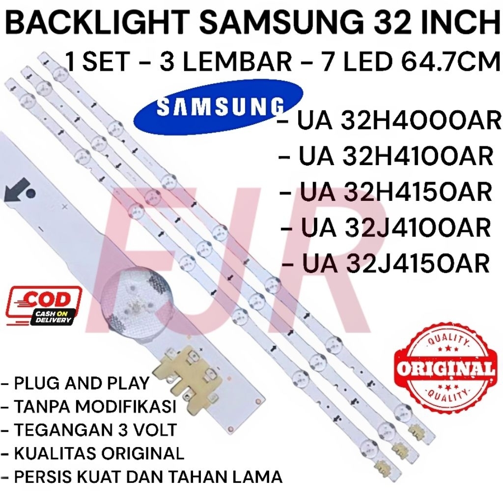 LAMPU BACKLIGHT BL LED TV SAMSUNG 3V 7K 7 MATA 7 KANCING UA32H4000AR - UA 32H4100 AR - UA 32H4150 AR