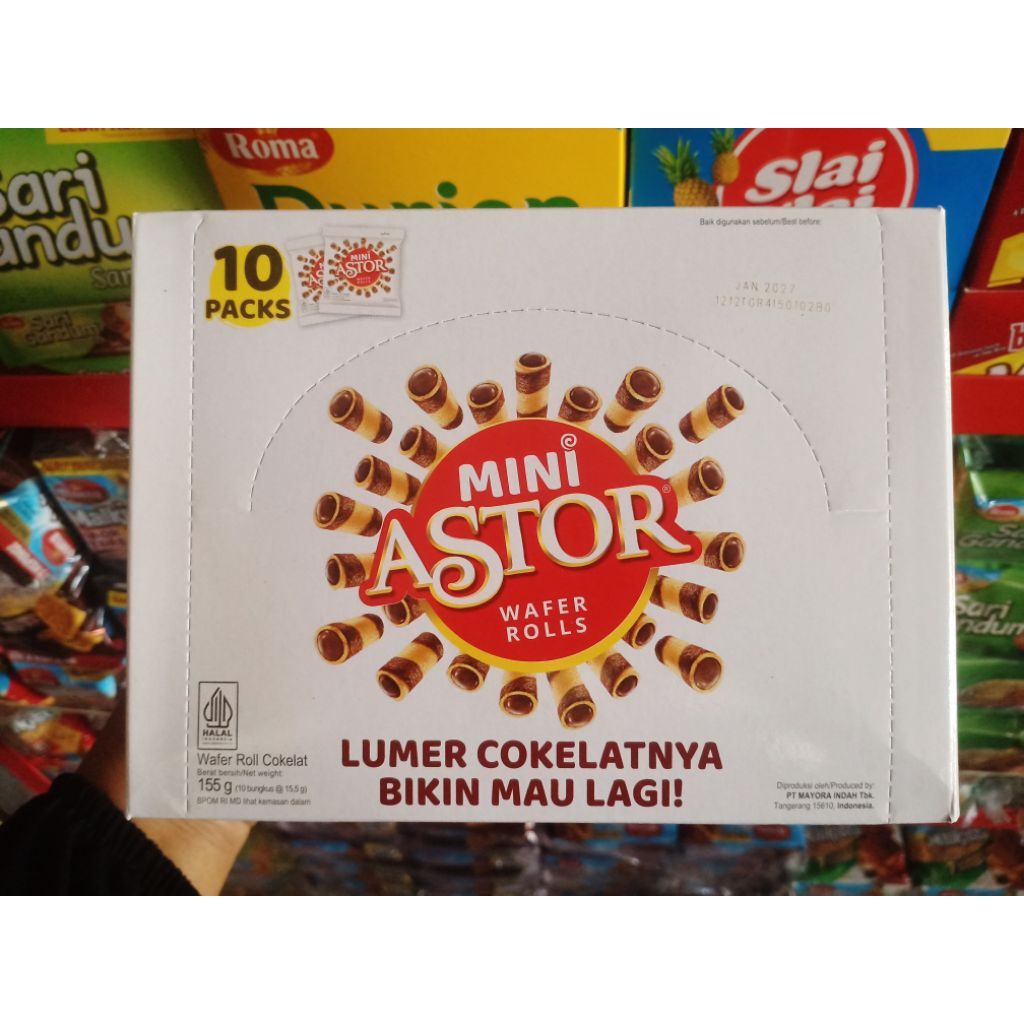 Mini Astor Wafer Rolls Mayora Box Isi 10 Pcs