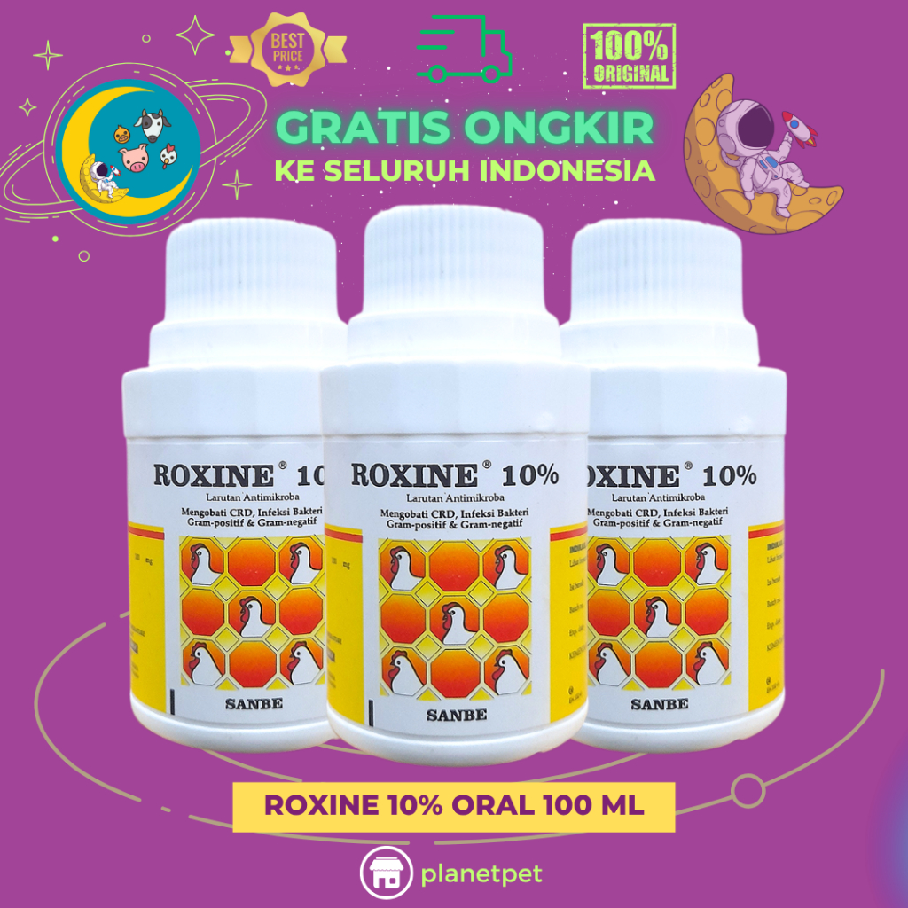 ROXINE 10% ORAL 100 ML - Untuk Masalah Pernafasan, CRD, Snot Pada Unggas Ayam