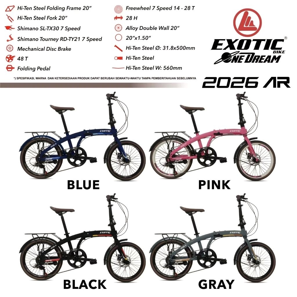 Sepeda Lipat//Folding Bike EXOTIC 2026 AR 20INCH