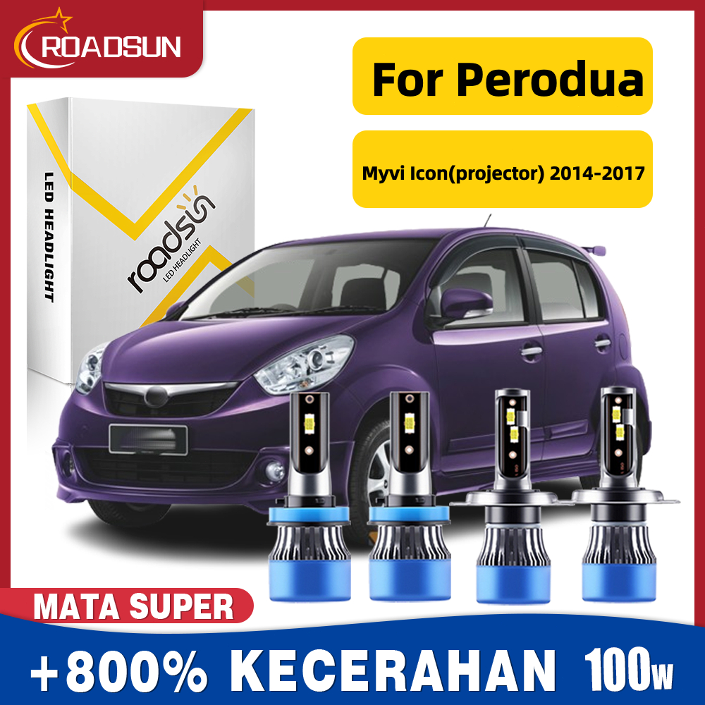 Cocok untuk Perodua Myvi Icon(Non-projector) 2014-2017 Led Lampu Depan Mobil Bohlam Hi/Lo Beam Lampu