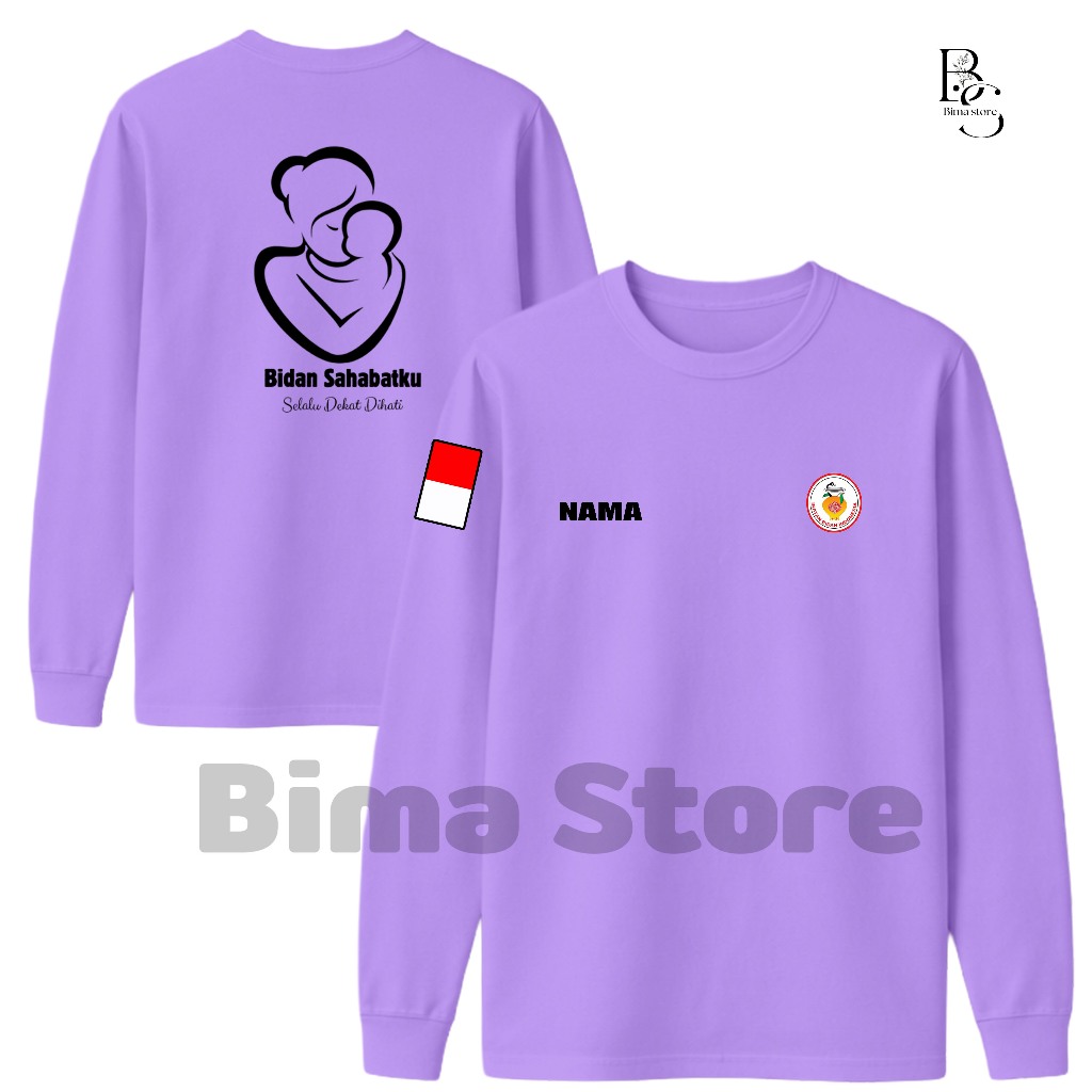 Kaos Bidan Sahabatku Lengan Panjang | Kaos Bidan Wanita | Cotton Combed Premium Adem