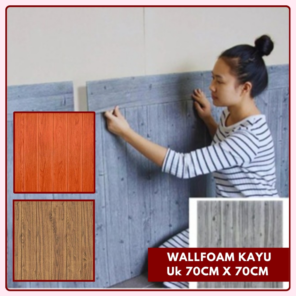 WallFoam 3D Motif Kayu Foam Dinding 3D Motif Kayu Coklat Wall Foam Dinding Motif Kayu Aestetik
