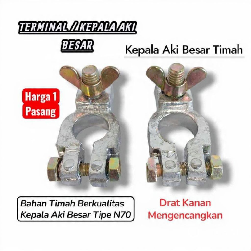 KEPALA AKI TIMAH BESAR N70 | TERMINAL ACCU TIMAH N70 | KLEM AKI TIMAH N70| KLEM ACCU MOBIL TERMURAH 