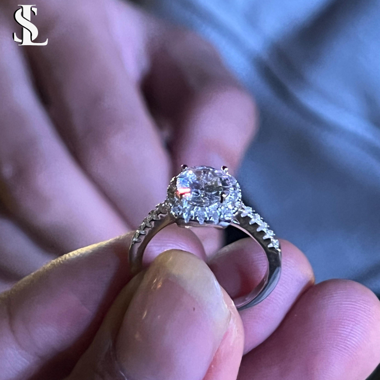 Cincin Wanita Moissanite GRA Titanium Silver 950 Lapis Emas 8K Anti Karat & Premium - AKR002 - Lunar