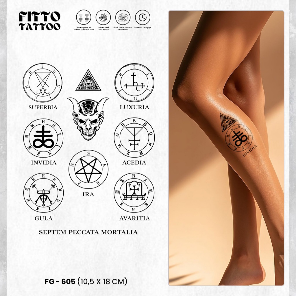 Tato Semi Permanen Devils Satanic Tatto Temporer Iluminati Premium Fruit Ink
