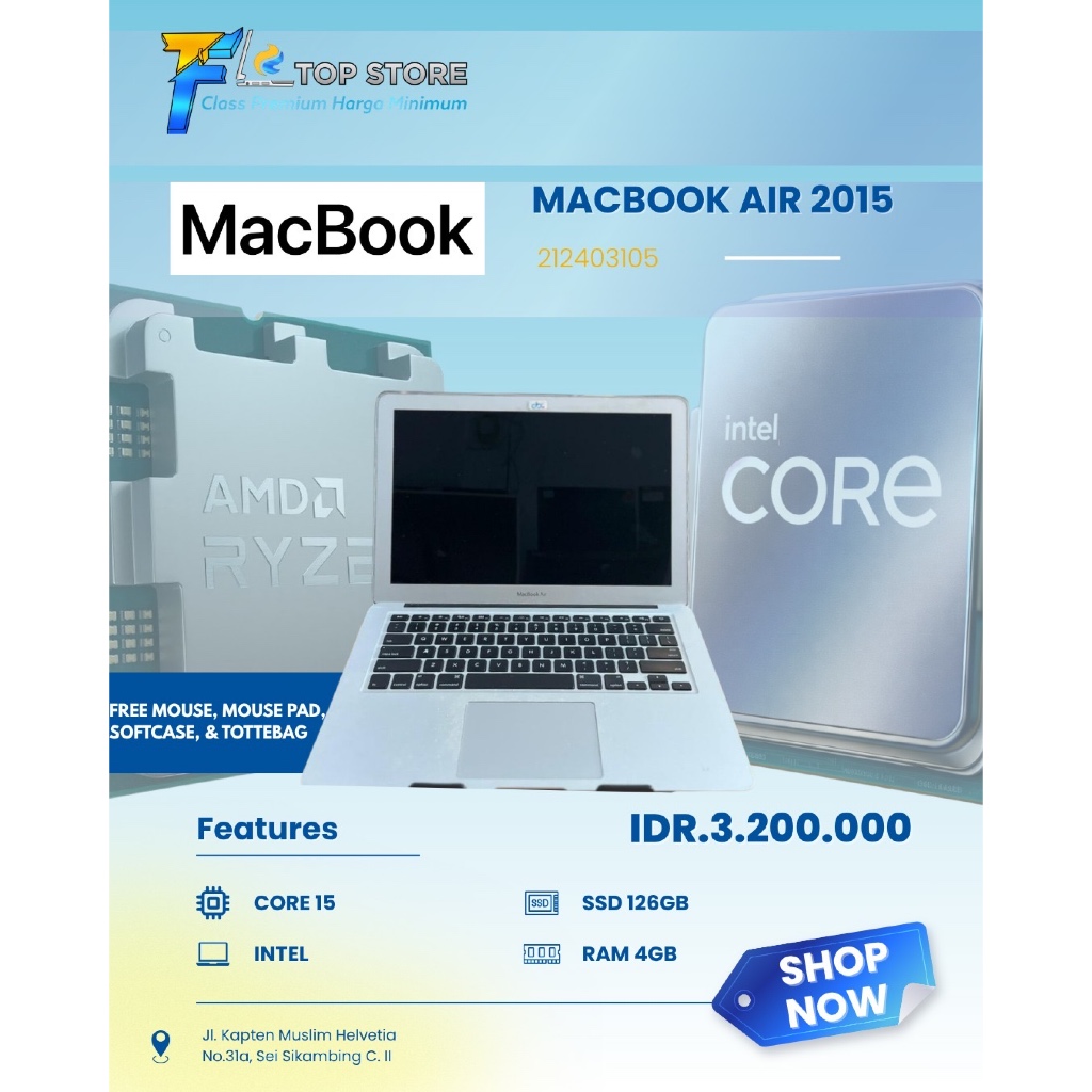 MACBOOK APPLE AIR 2015 INTEL CORE I5 RAM 4/SSD 128GB