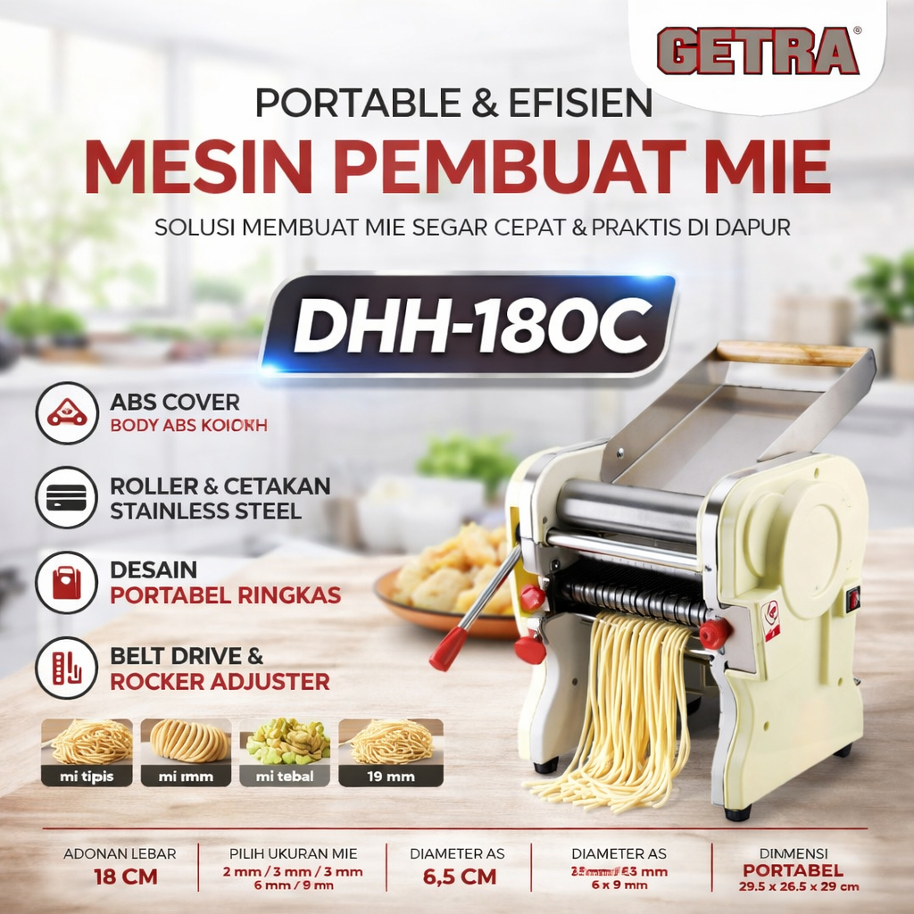 GETRA Portable Noodle Maker (Mesin Pembuat Mie) DHH-180C / DHH 180C / DHH180C
