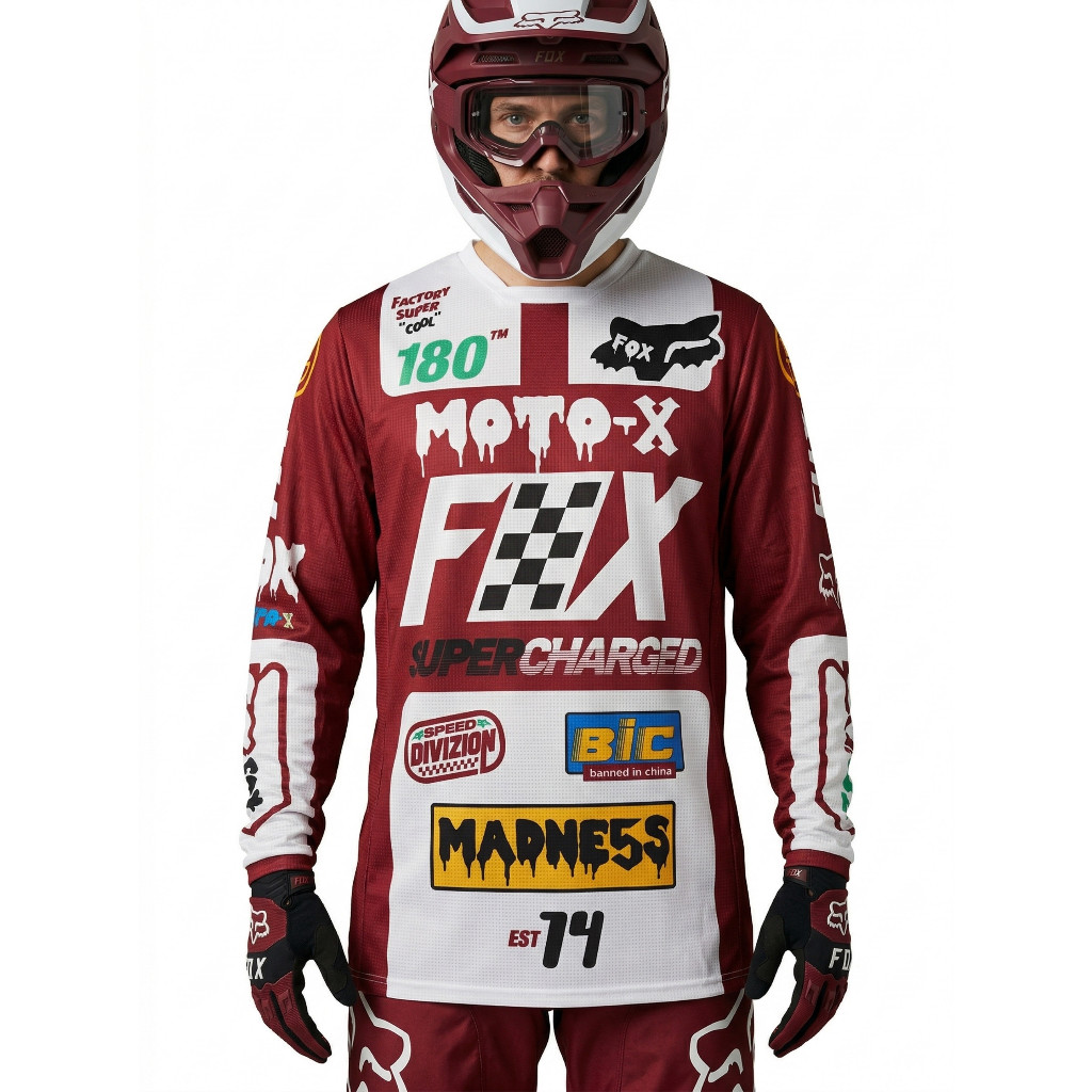 Fox 180 Czar Jersey Cardinal Original Jersey Motocross Jersey Trail Dewasa