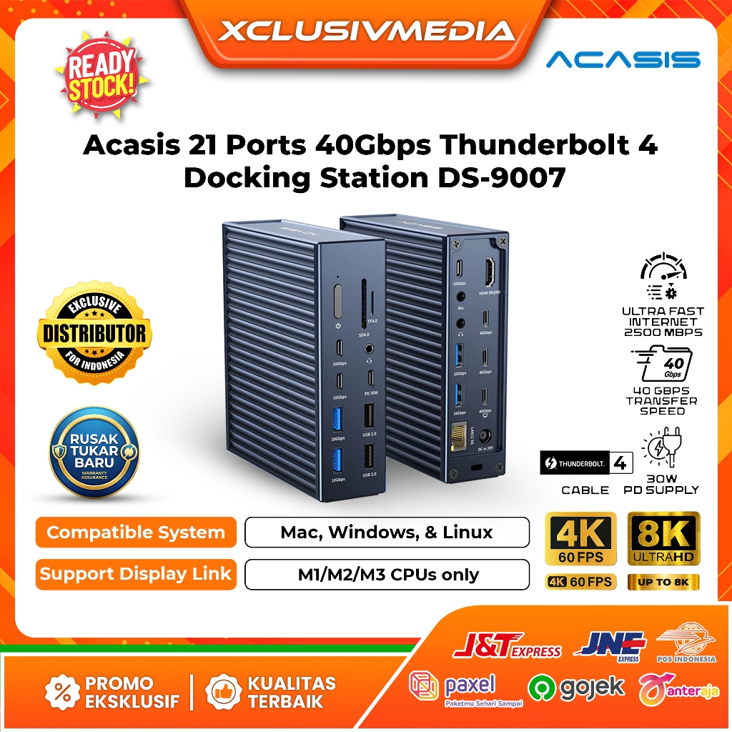 Acasis 21 Ports 40Gbps Thunderbolt 4 Docking Station for Mac with the M1, M2, M3, M4 Chip DS-9007