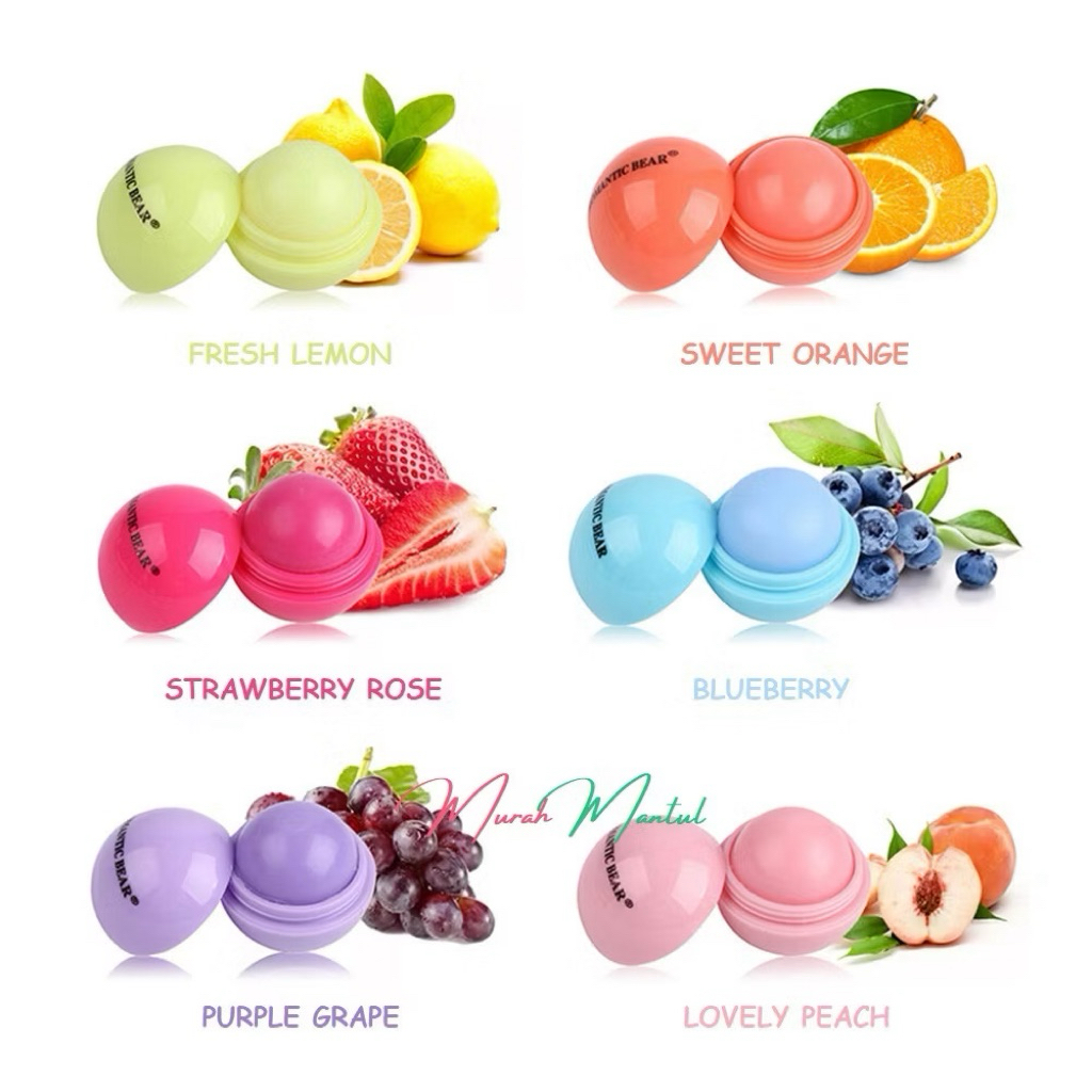 [COD]Lip Blam Mini Fruity Colorful Ball Shape Moisturizing Hydrating Lip Balm Melembabkan Portabel K