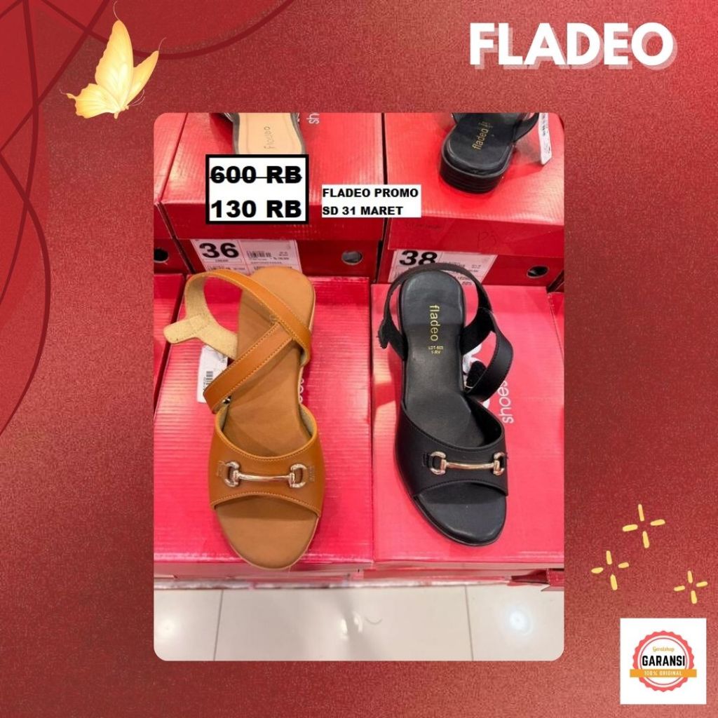 Sandal wedges wanita FLADEO terbaru 100% ORIGINAL