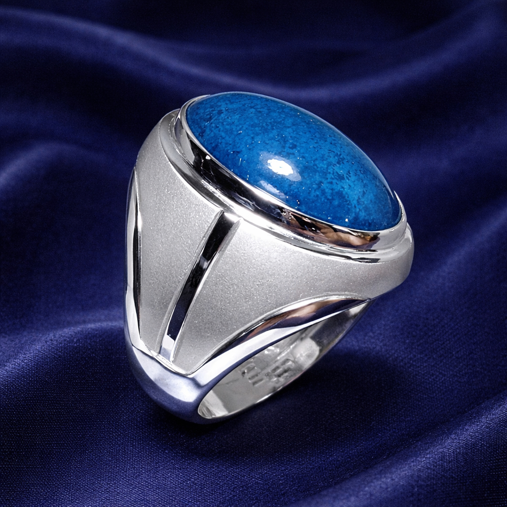 Cincin Emban Ikat Batu Mulia Akik SAN950 EB06 - Ring Pria Perak 950/925 Kosongan Custom Handmade