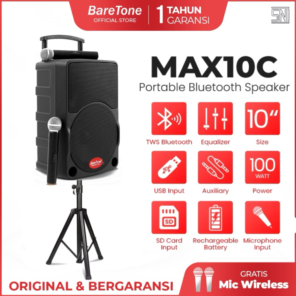 Speaker Portabel Baretone Max10C Original Speaker 10inch