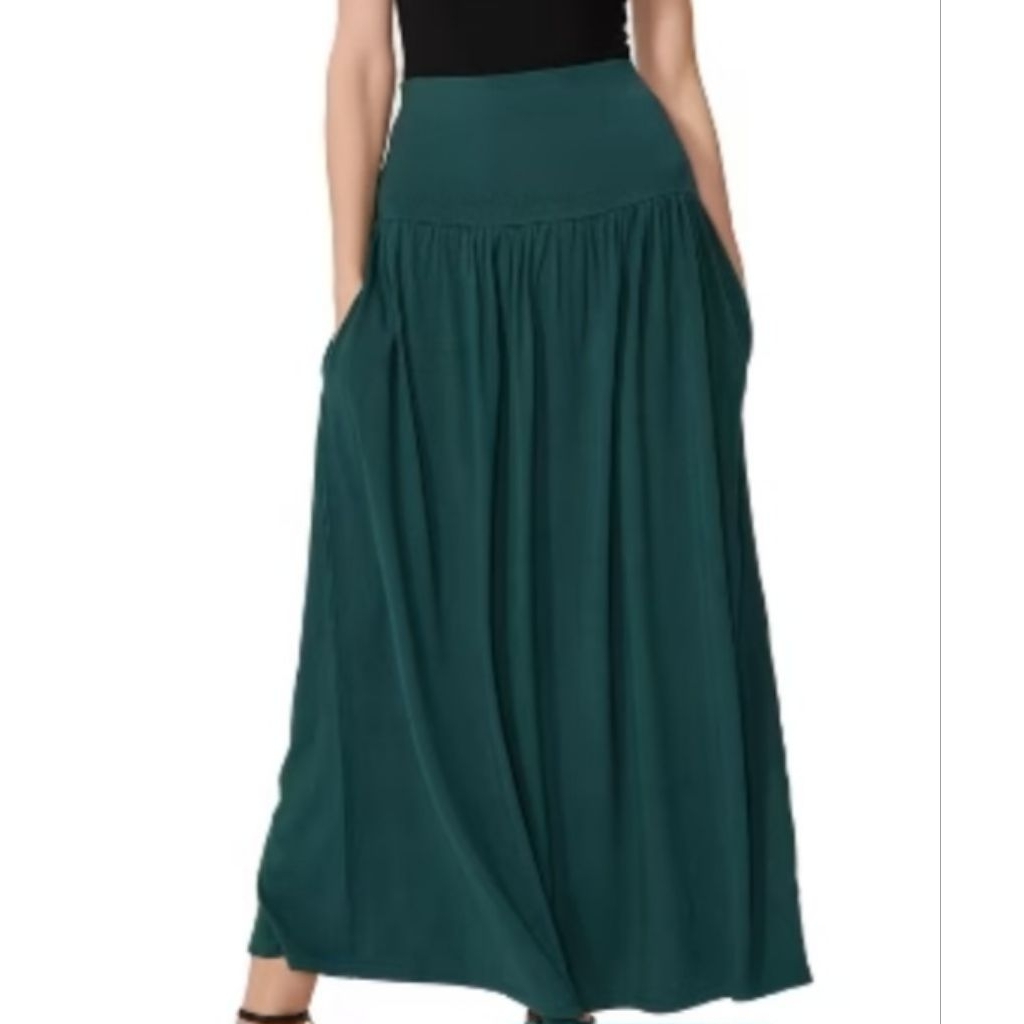 ROK PANJANG HIJAU EMERALD MODEL A -LINE