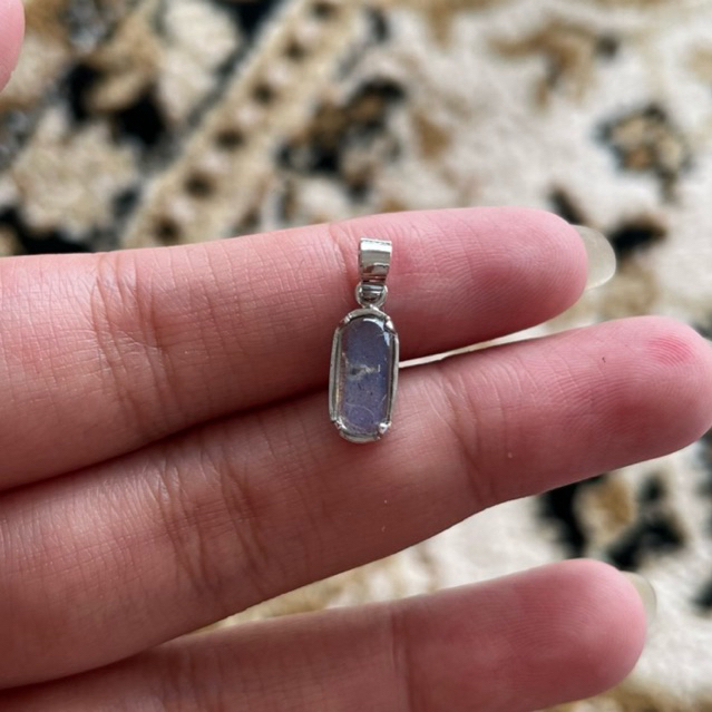 Liontin permata Natural Labradorite ring perak