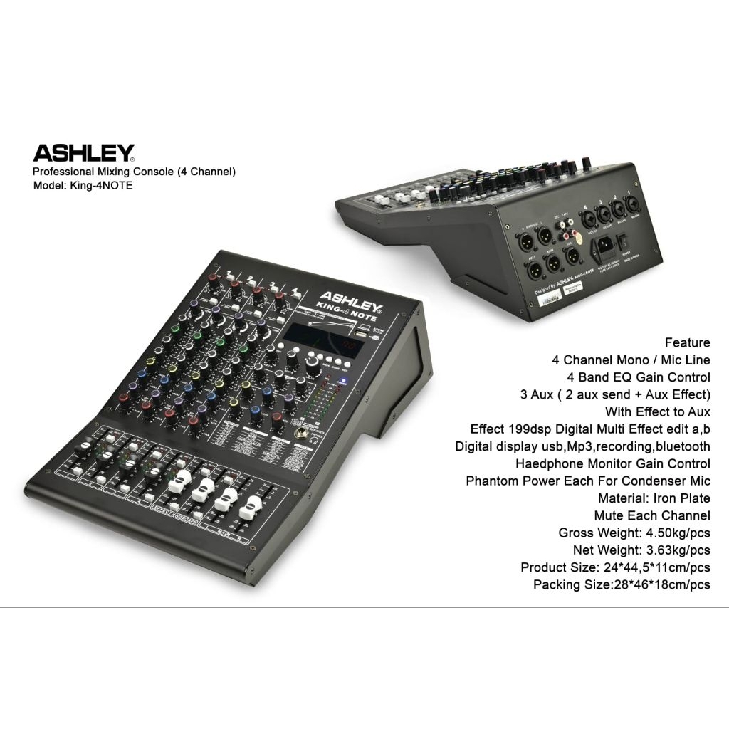 ASHLEY King-4NOTE Mixer Audio 4 Channel Profesional