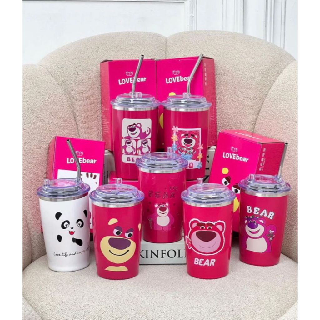 ( CNA ) Tumbler Karakter Lotso // Tumbler Bahan Stainles // Tumbler Lotso Warna Pink