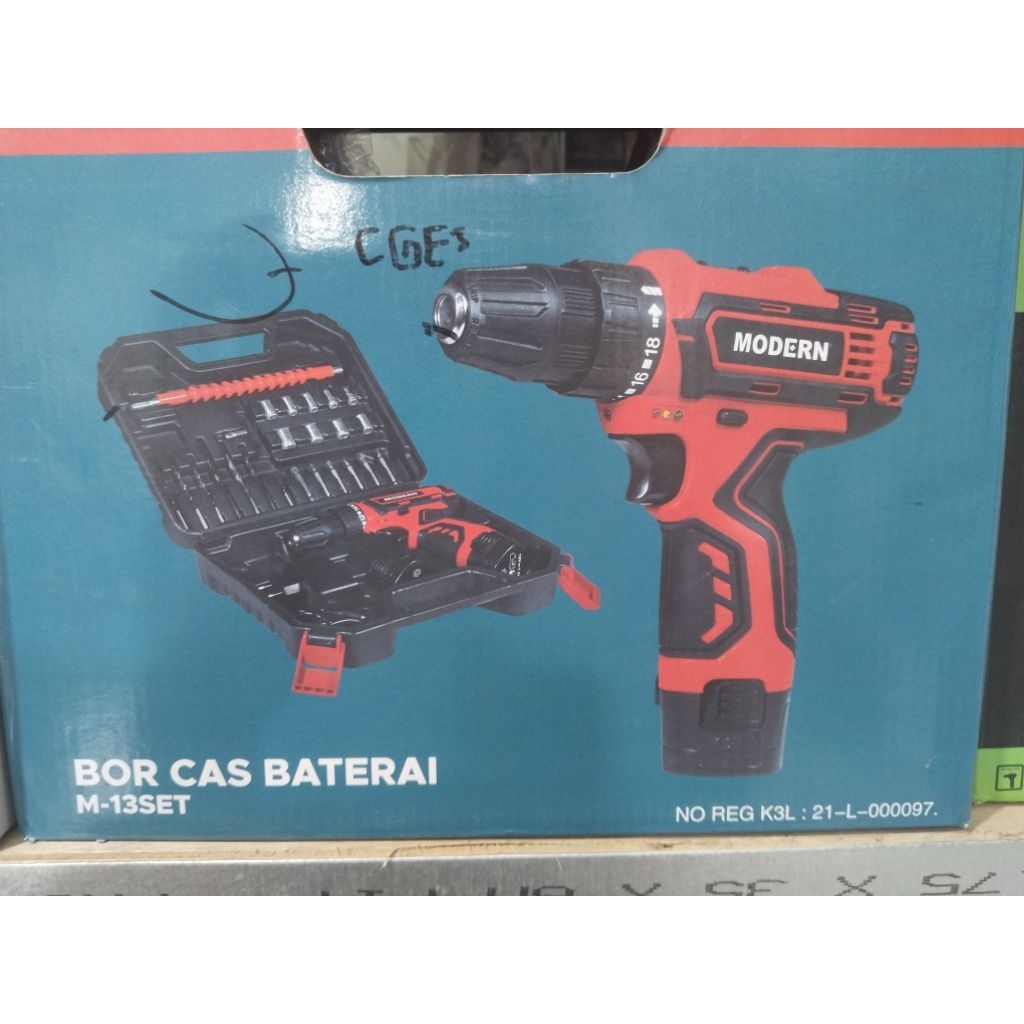 Bor Baterai Modern M-13 SET 10mm - Cordless, Reversible, Torsi 18