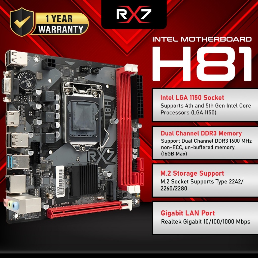 Motherboard RX7 H81 LGA 1150 DDR3 Mainboard H81 SUPPORT NVME