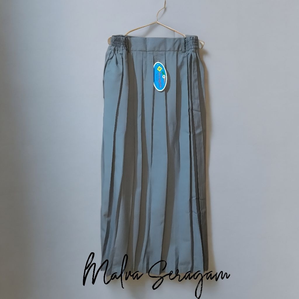 Rok SMA Abu-Abu Rempel Panjang Maxi Karet Merk SERAGAM