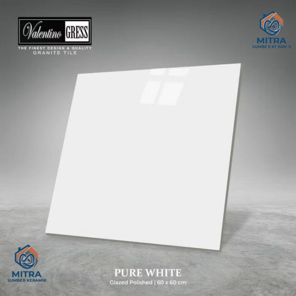Granite Lantai 60x60 Pure White | Valentino Gress | Glazed Polished