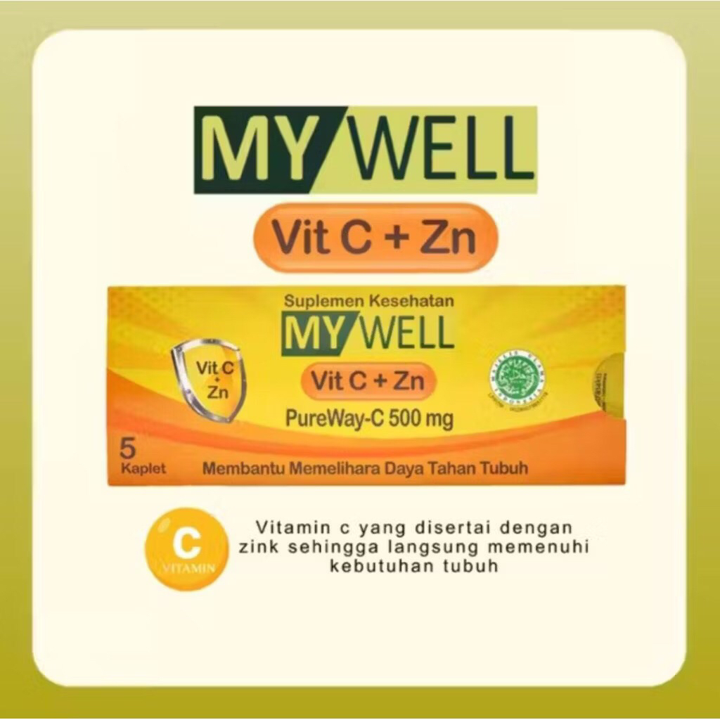 MyWell Vitamin C+Zn 500 mg. Untuk Memelihara Daya Tahan Tubuh